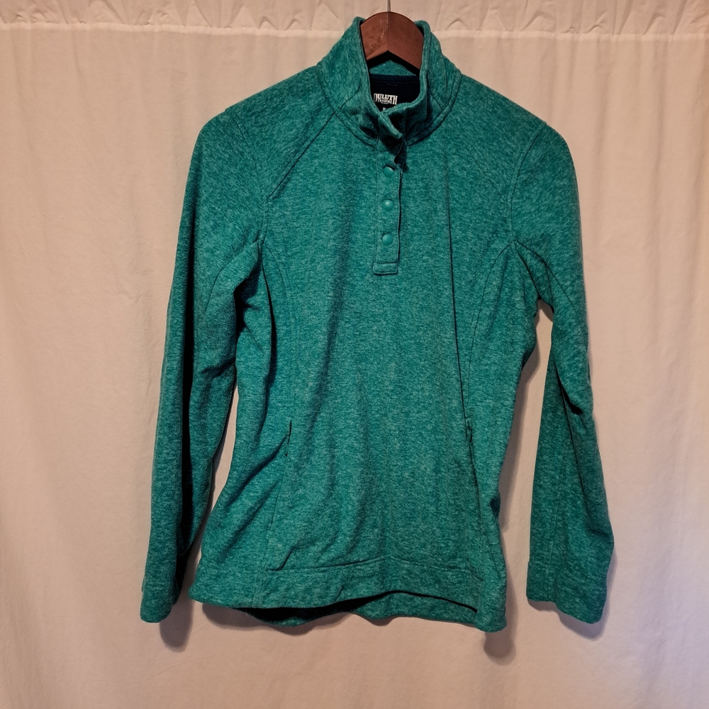 Teal Quarter-Zip Pullover Pockets Womens M